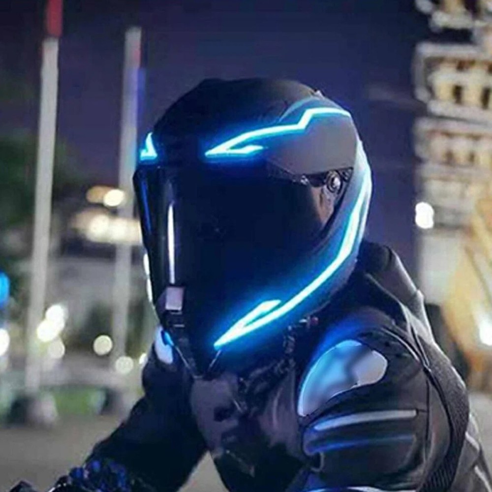 Cycling Gear And Accessories - Waterproof Motorcycle Helmet LED EL Light